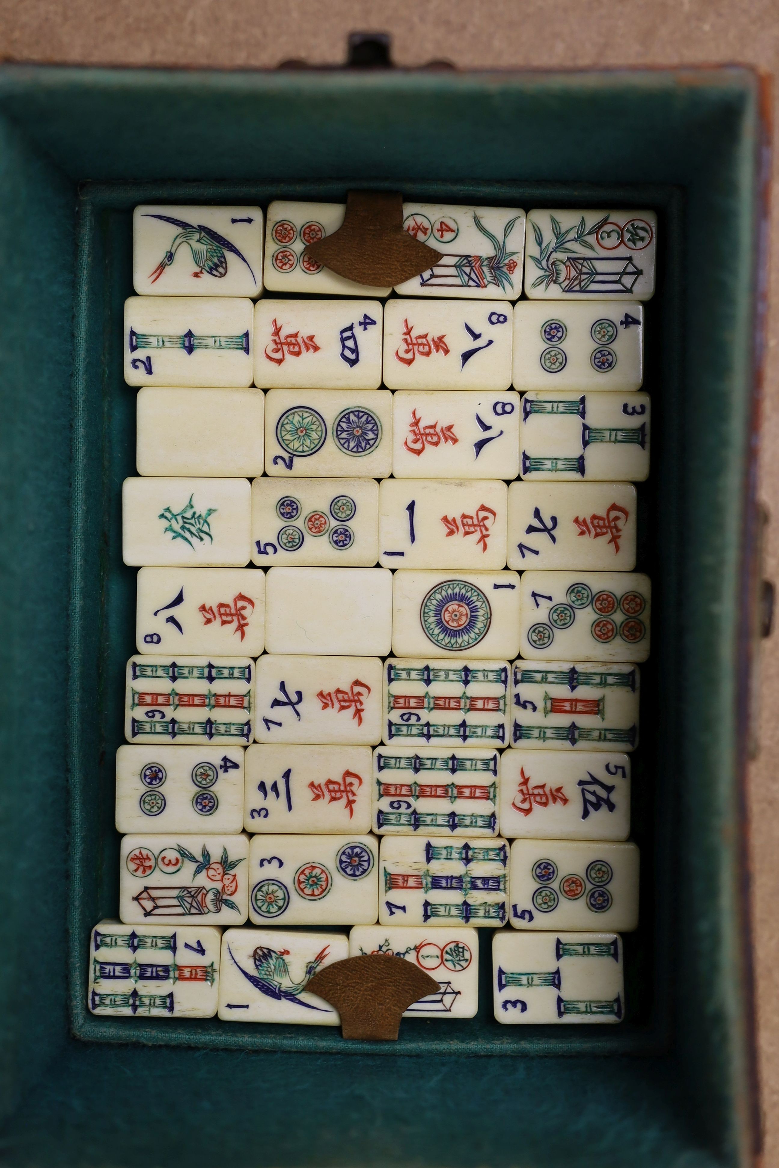 A leather boxed mahjong game